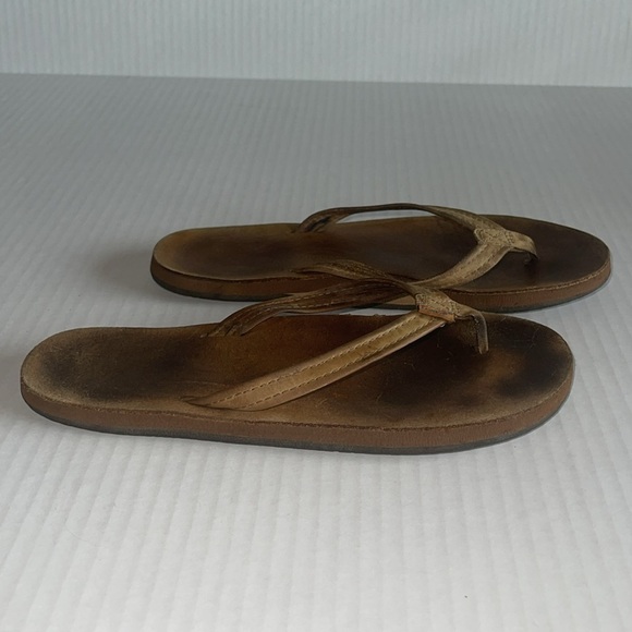 Rainbow Narrow Strap Leather Flip Flop Sandals - Picture 5 of 10